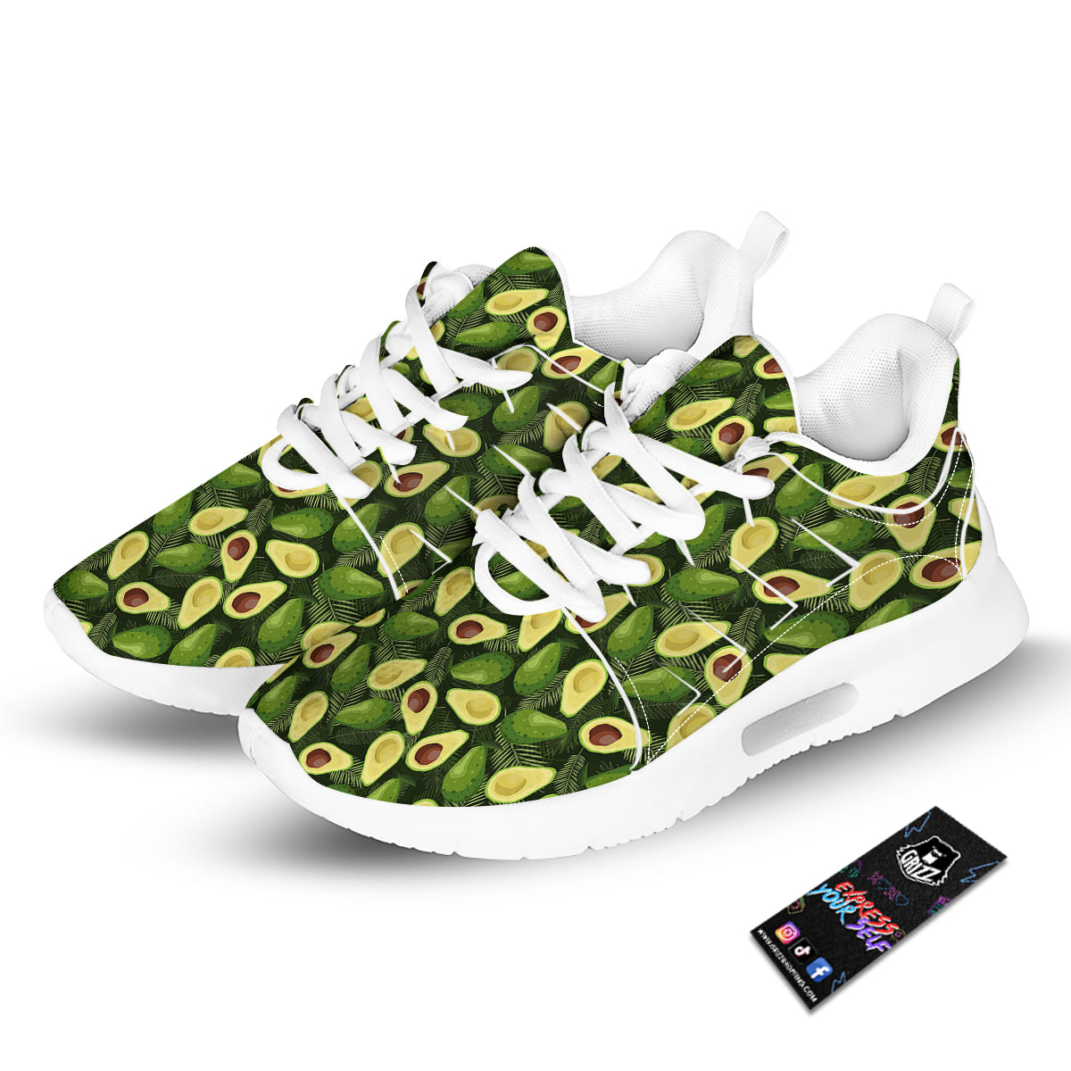 Avocado Half Cut Print Pattern Tennis Shoes-grizzshop