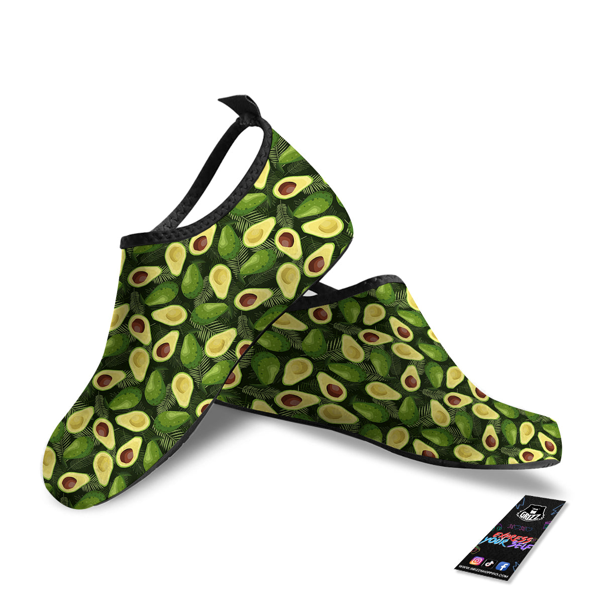 Avocado Half Cut Print Pattern Water Shoes-grizzshop