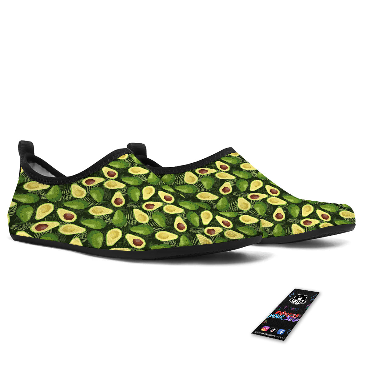 Avocado Half Cut Print Pattern Water Shoes-grizzshop
