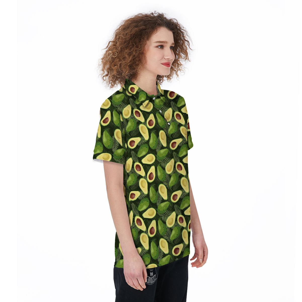 Avocado Half Cut Print Pattern Women's Golf Shirts-grizzshop