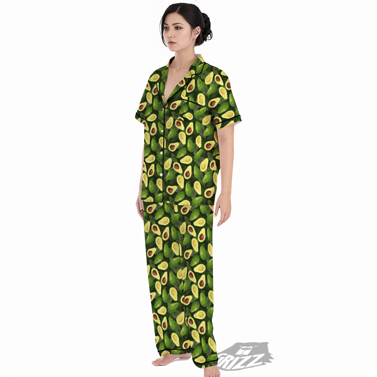Avocado Half Cut Print Pattern Women's Pajamas Set-grizzshop