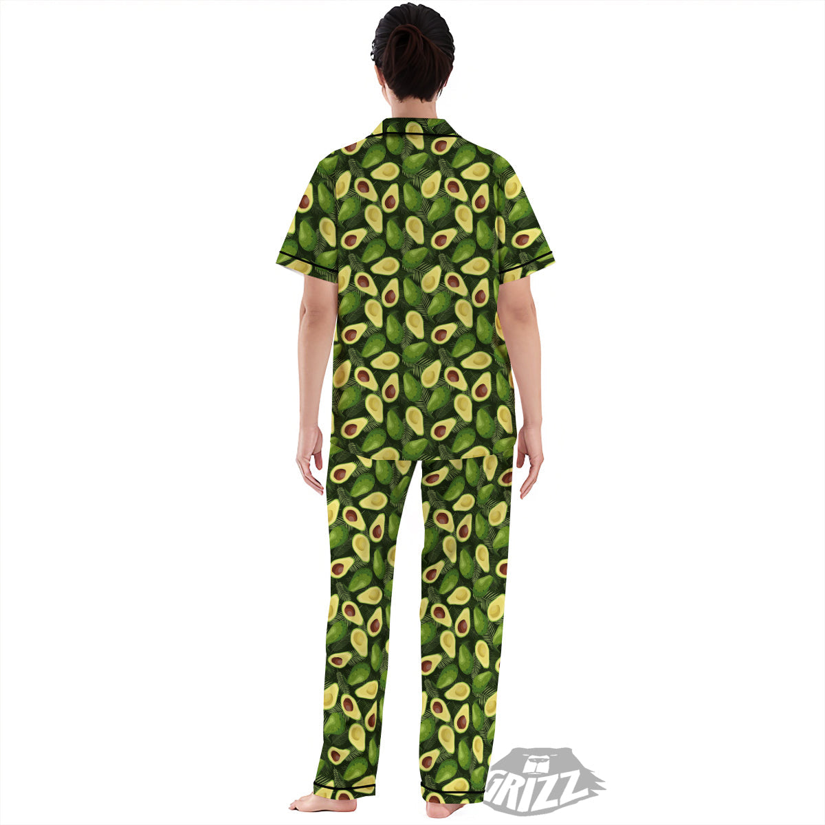 Avocado Half Cut Print Pattern Women's Pajamas Set-grizzshop