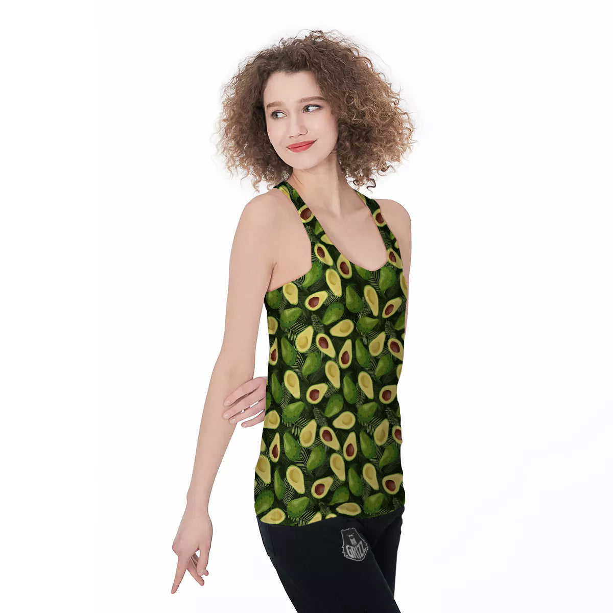 Avocado Half Cut Print Pattern Women's Racerback Tank Top-grizzshop