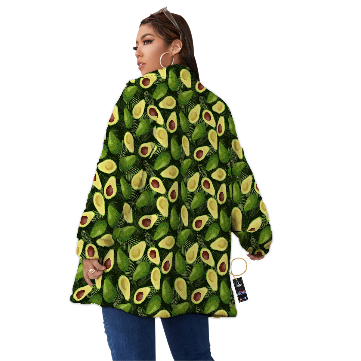 Avocado Half Cut Print Pattern Women's Sherpa Jacket-grizzshop