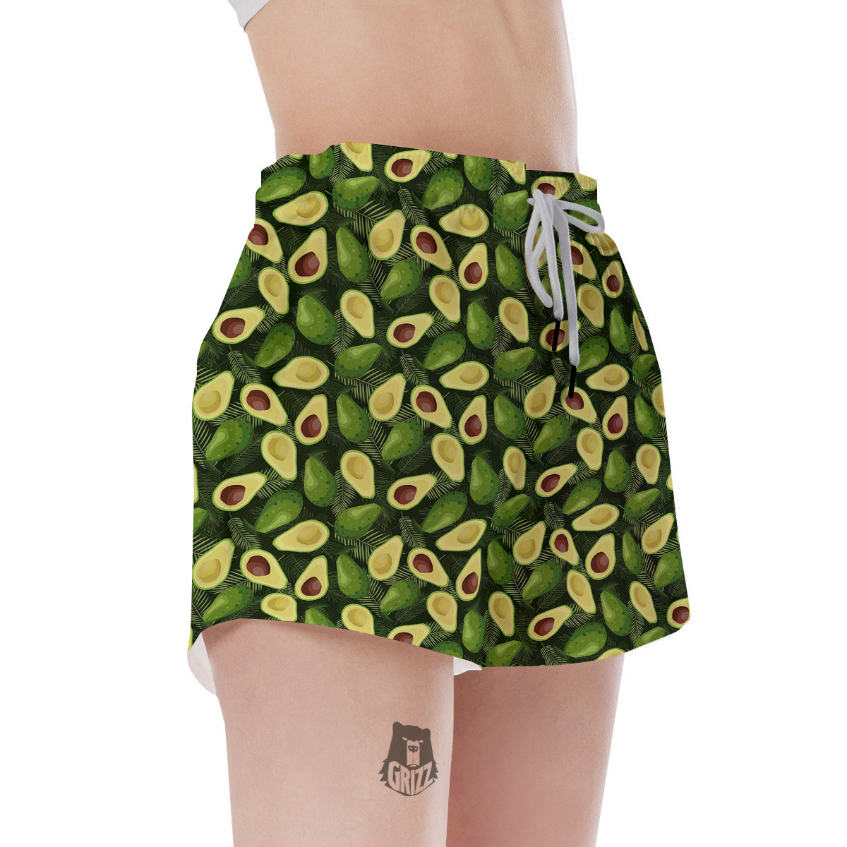 Avocado Half Cut Print Pattern Women's Shorts-grizzshop