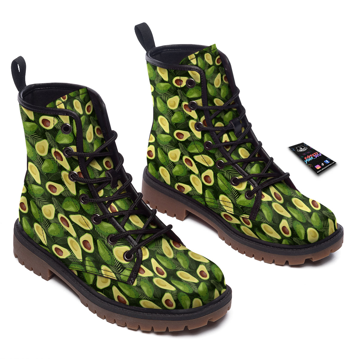 Avocado Half Cut Print Pattern Work Boots-grizzshop