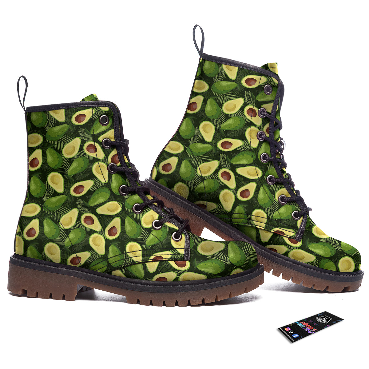 Avocado Half Cut Print Pattern Work Boots-grizzshop