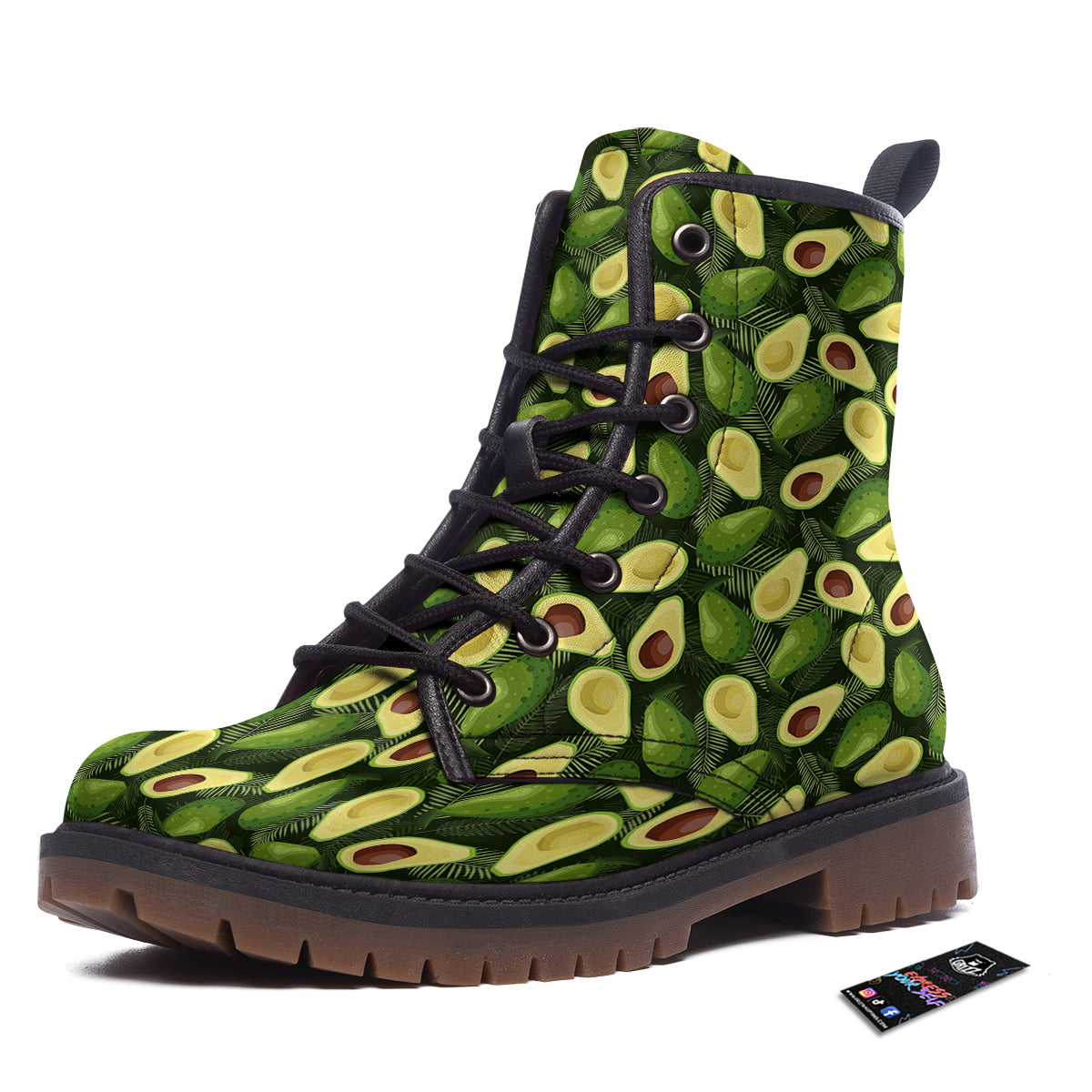 Avocado Half Cut Print Pattern Work Boots-grizzshop
