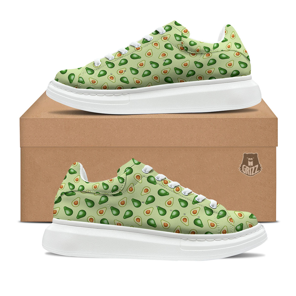Avocado Half Cut Print Platform Shoes-grizzshop