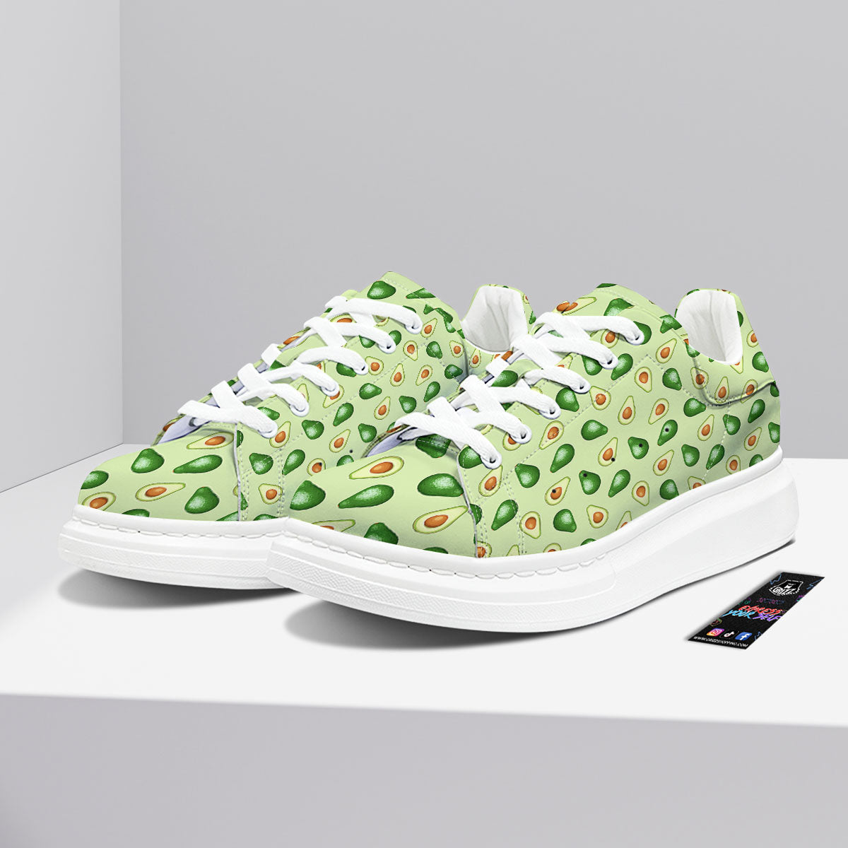 Avocado Half Cut Print Platform Shoes-grizzshop