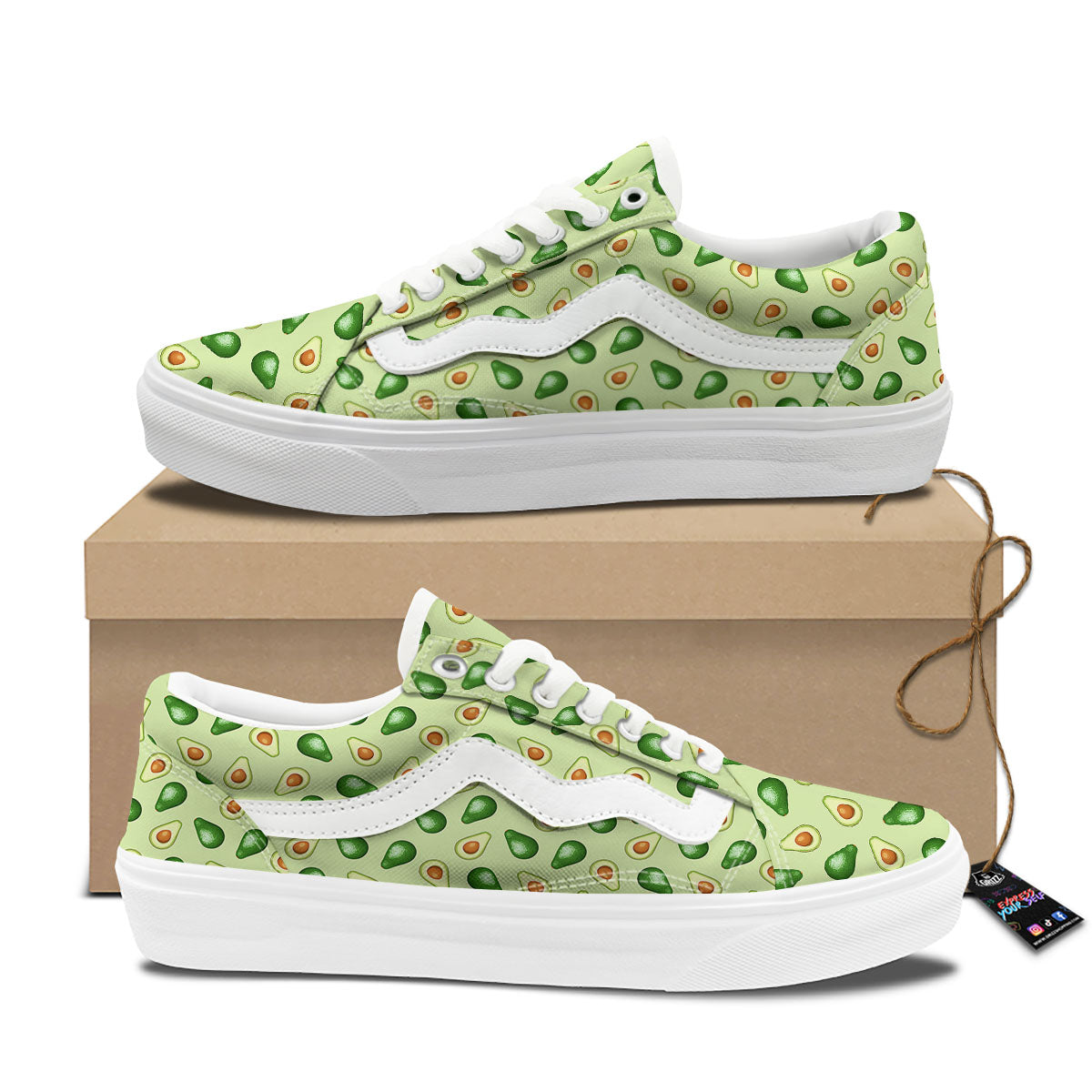 Avocado Half Cut Print Skate Shoes-grizzshop