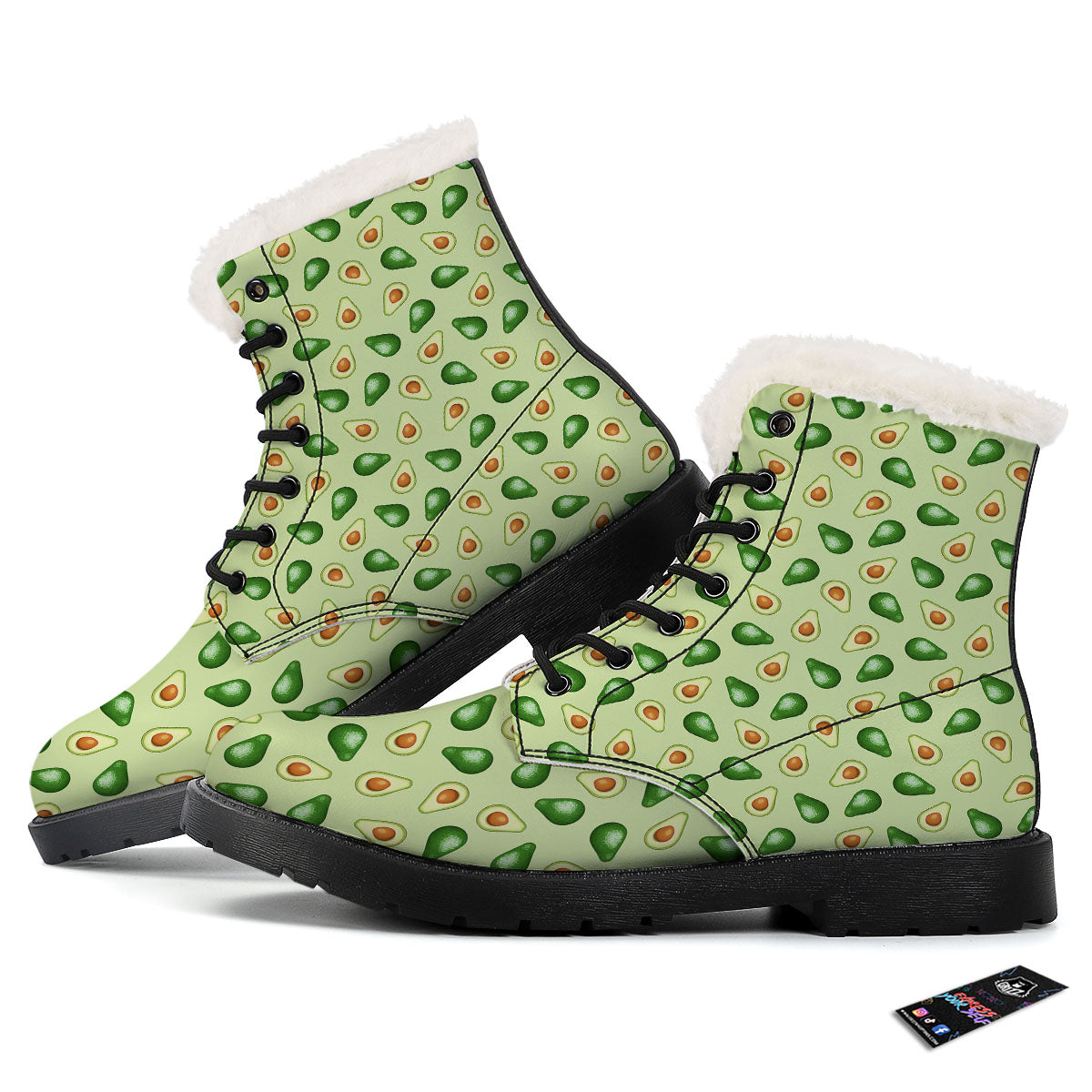 Avocado Half Cut Print Winter Boots-grizzshop