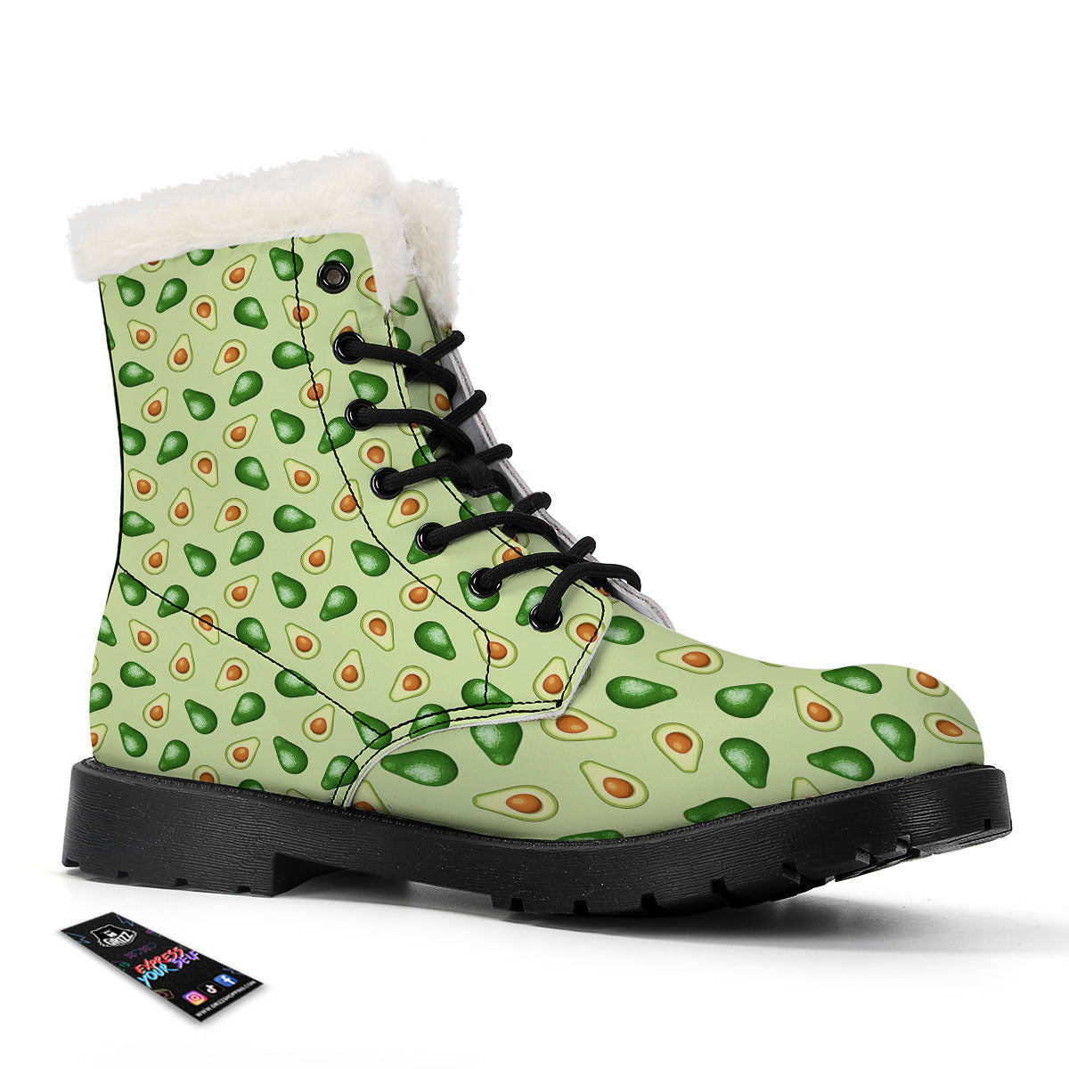 Avocado Half Cut Print Winter Boots-grizzshop