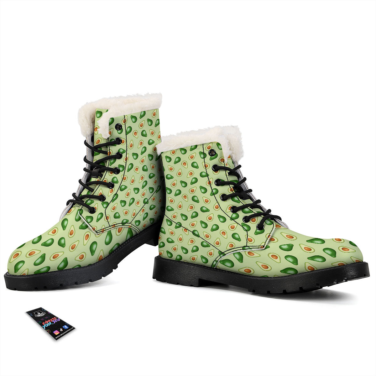 Avocado Half Cut Print Winter Boots-grizzshop