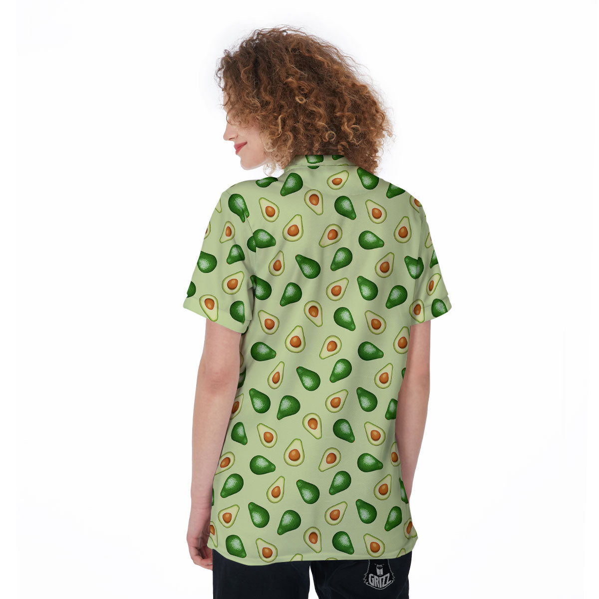 Avocado Half Cut Print Women's Golf Shirts-grizzshop