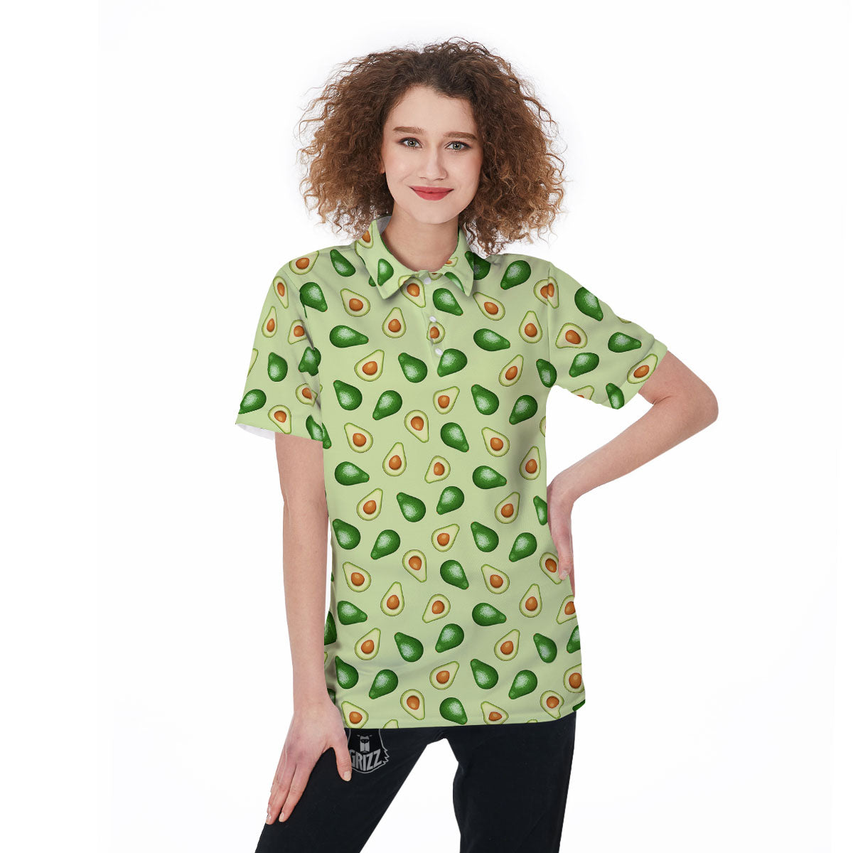 Avocado Half Cut Print Women's Golf Shirts-grizzshop