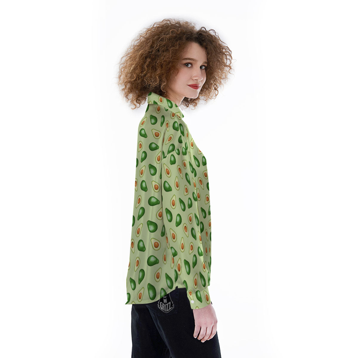 Avocado Half Cut Print Women's Long Sleeve Shirts-grizzshop