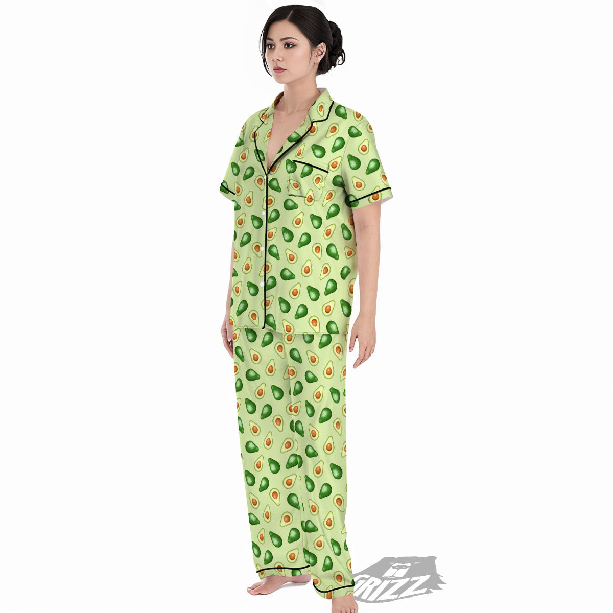 Avocado Half Cut Print Women's Pajamas Set-grizzshop