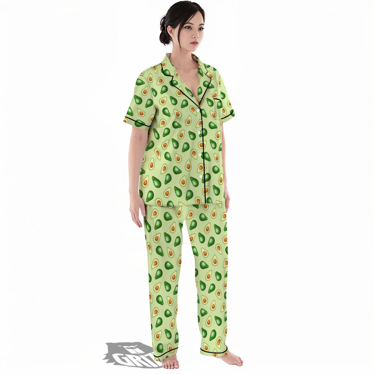 Avocado Half Cut Print Women's Pajamas Set-grizzshop