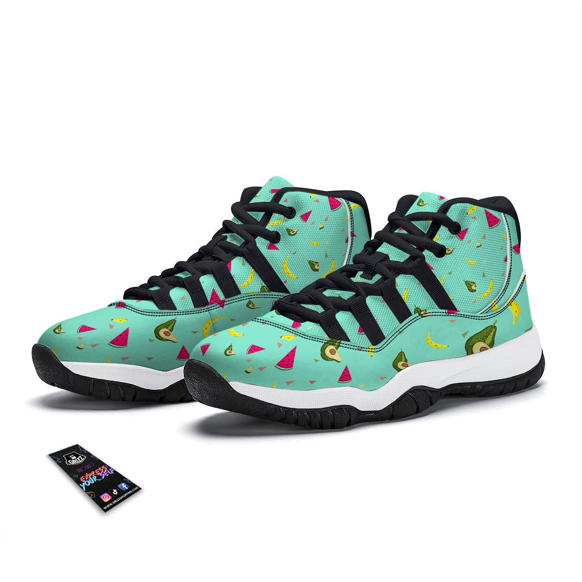 Avocado Mix Fruit Black Bball Shoes-grizzshop