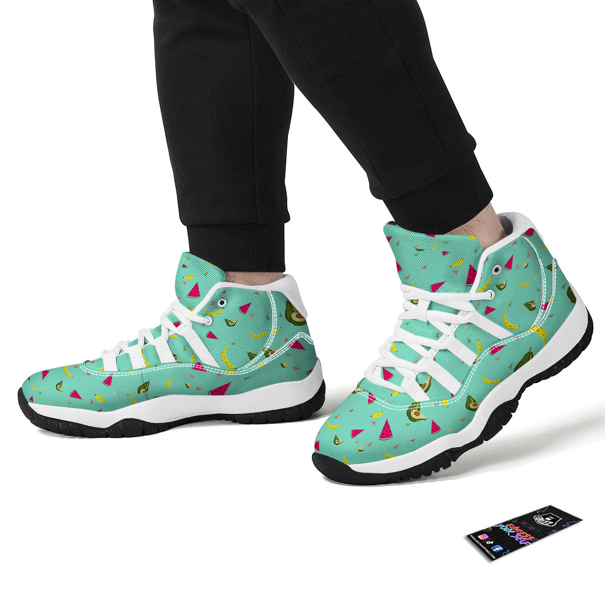 Avocado Mix Fruit White Bball Shoes-grizzshop