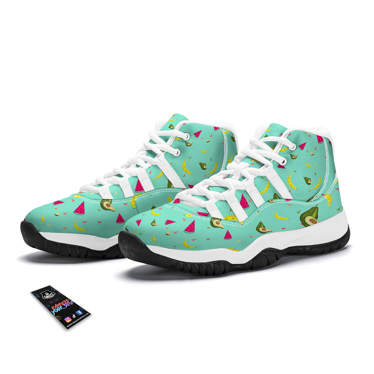 Avocado Mix Fruit White Bball Shoes-grizzshop