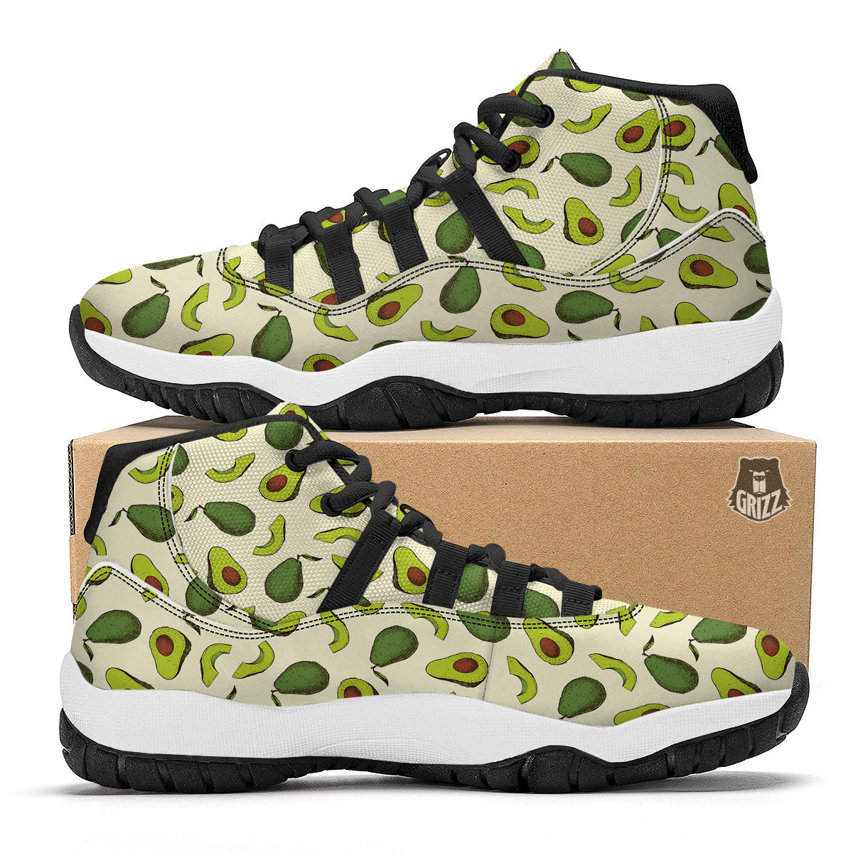 Avocado Pattern Black Bball Shoes-grizzshop