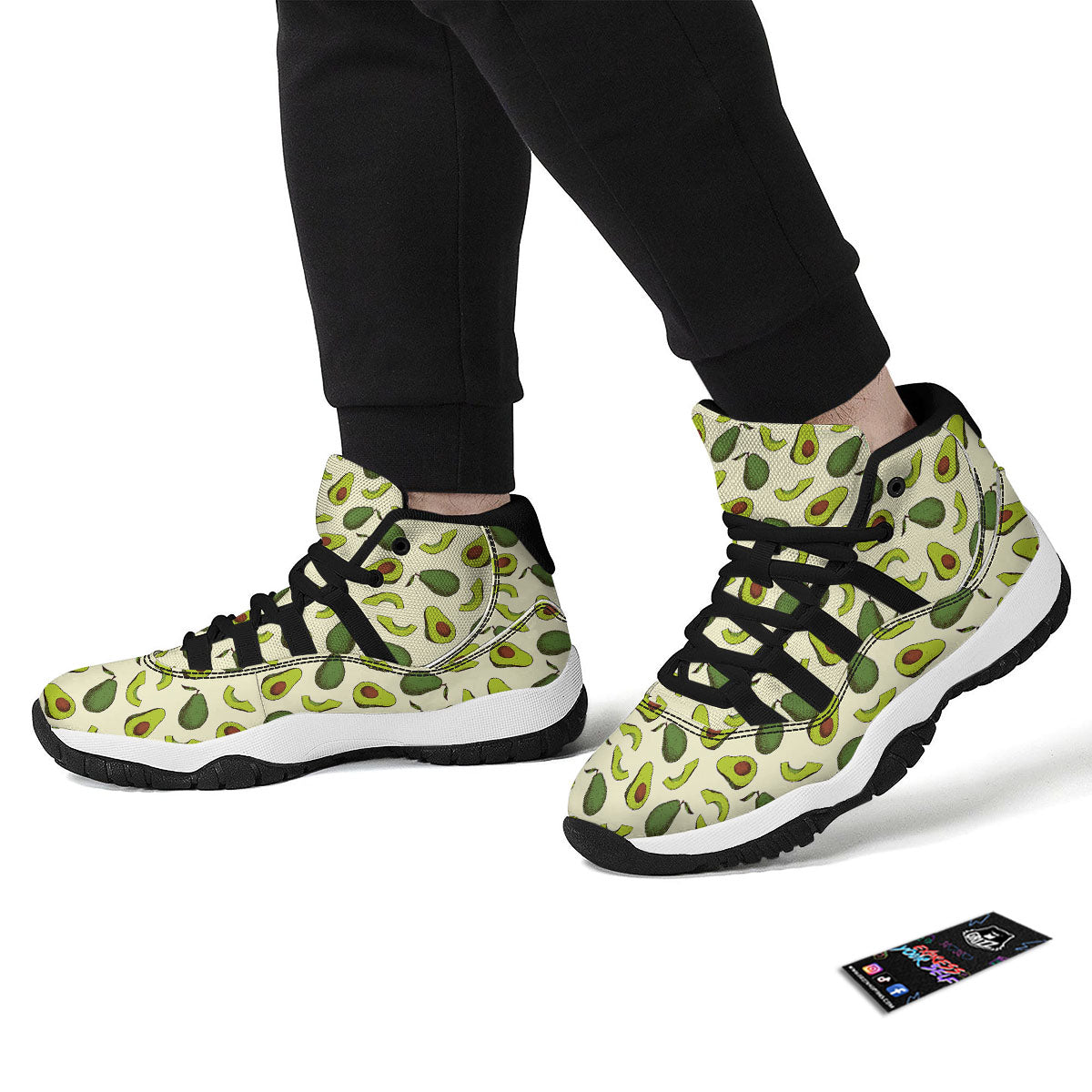 Avocado Pattern Black Bball Shoes-grizzshop