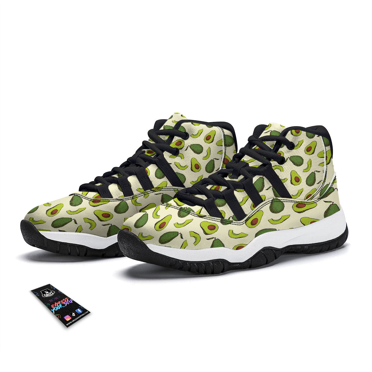 Avocado Pattern Black Bball Shoes-grizzshop