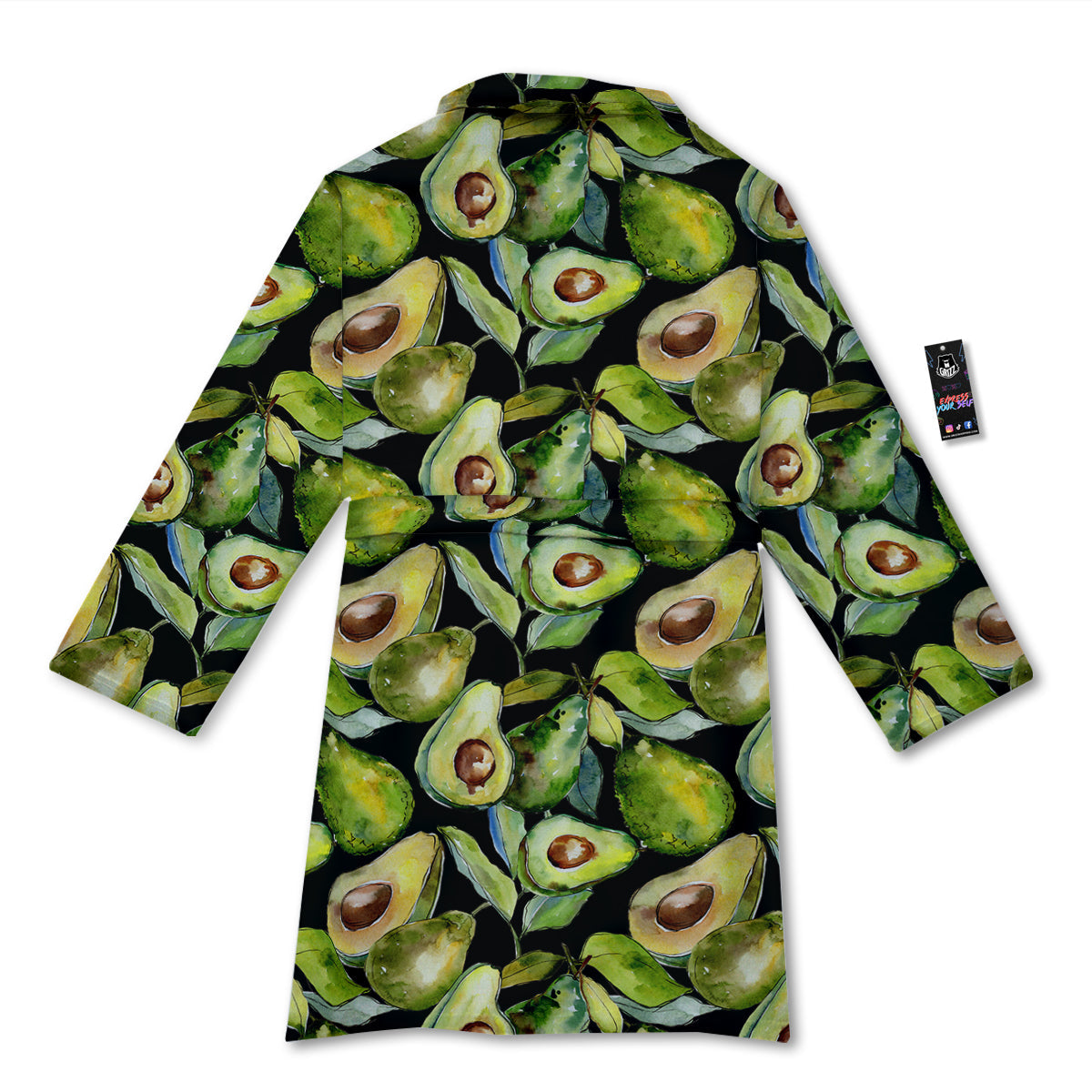 Avocado Watercolor Print Pattern Bathrobe-grizzshop