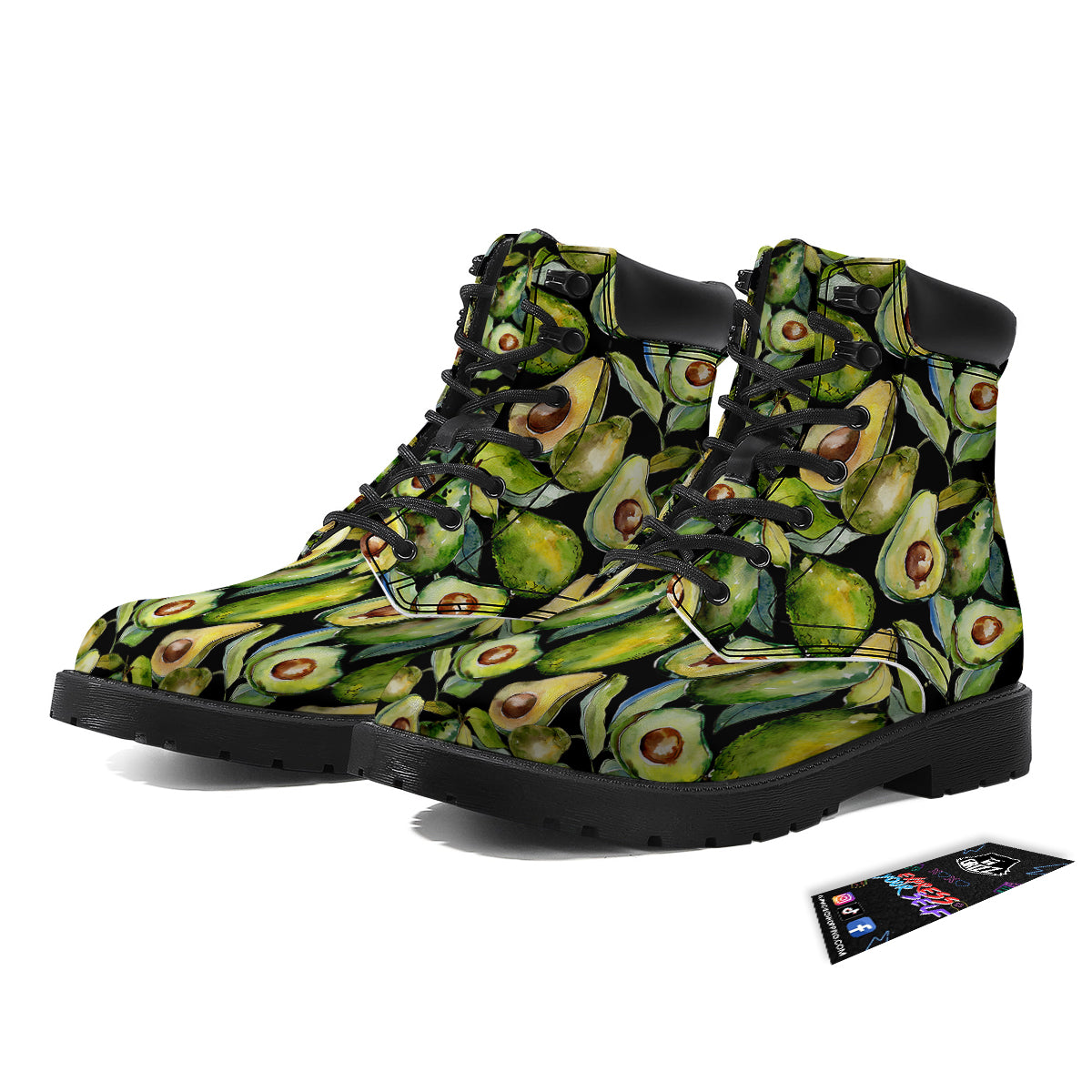 Avocado Watercolor Print Pattern Boots-grizzshop