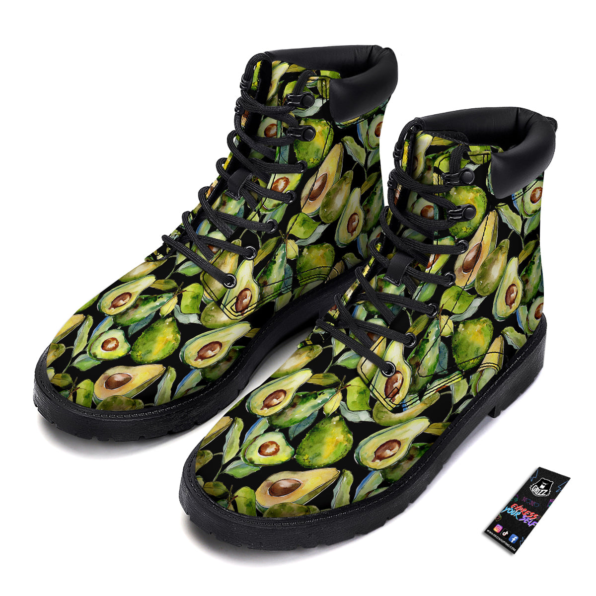 Avocado Watercolor Print Pattern Boots-grizzshop