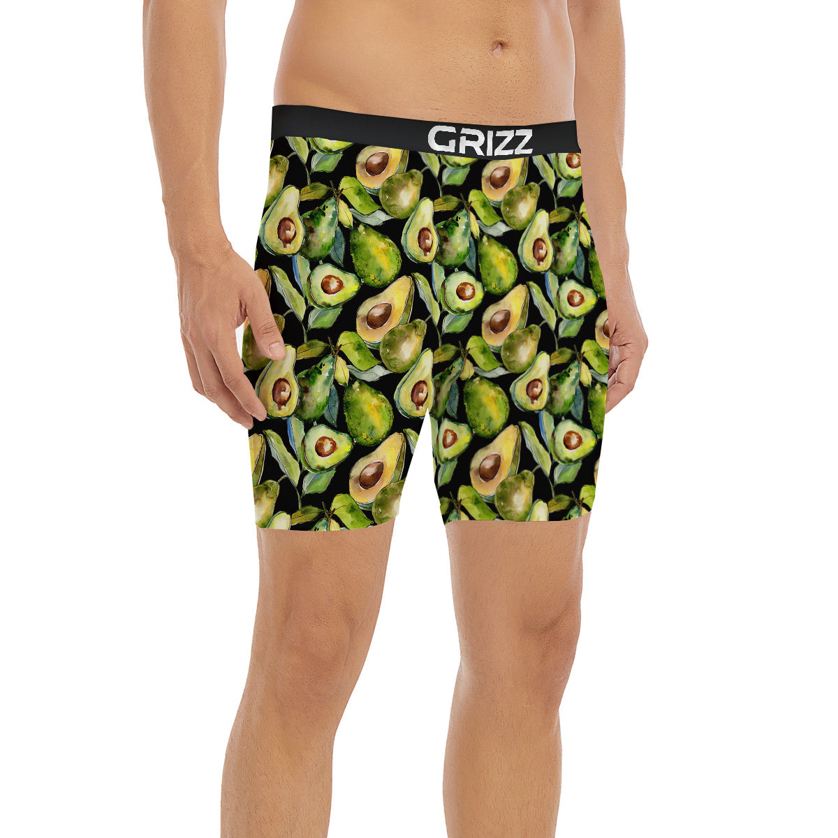 Avocado Watercolor Print Pattern Boxer Briefs-grizzshop