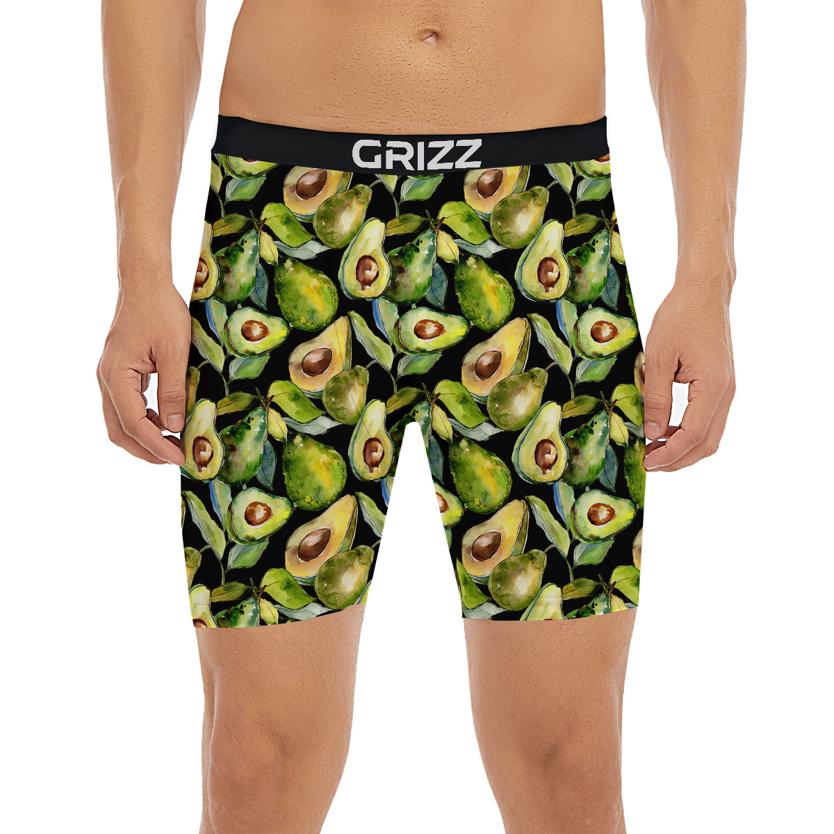 Avocado Watercolor Print Pattern Boxer Briefs-grizzshop