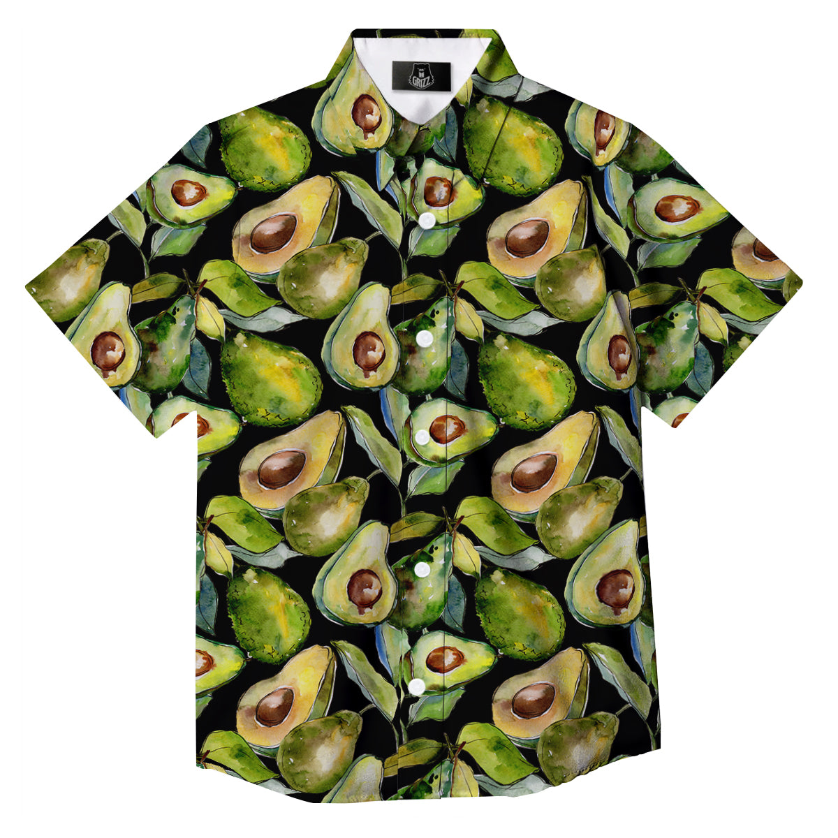 Avocado Watercolor Print Pattern Button Up Shirt-grizzshop