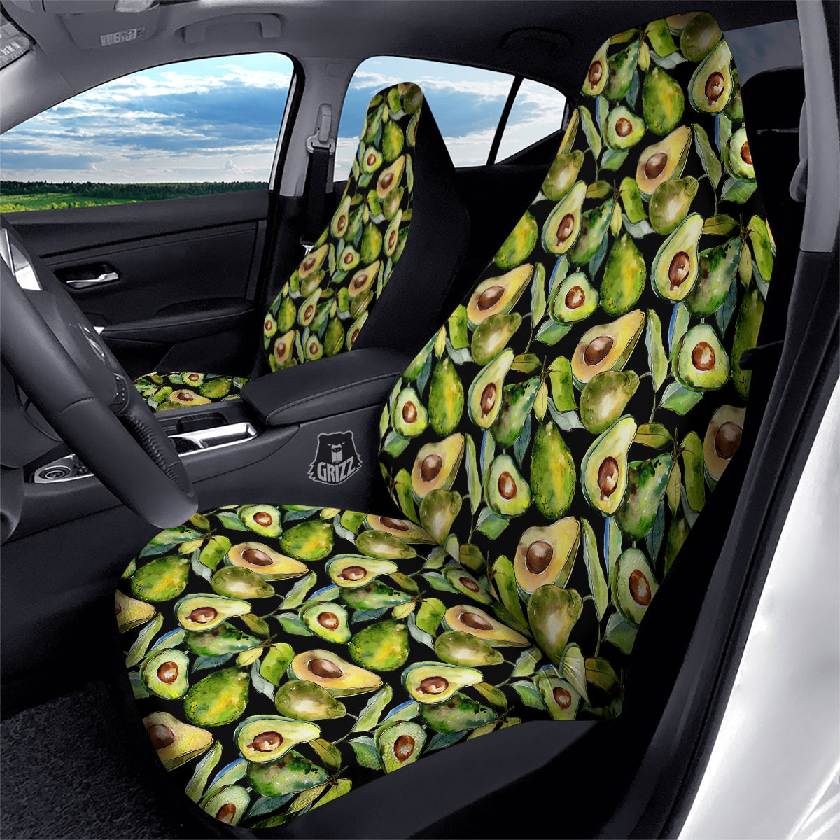 Avocado Watercolor Print Pattern Car Seat Covers-grizzshop