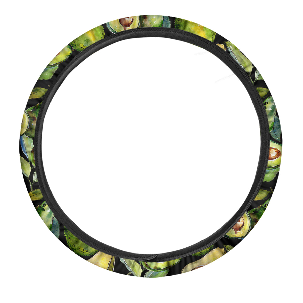 Avocado Watercolor Print Pattern Car Steering Wheel Cover-grizzshop
