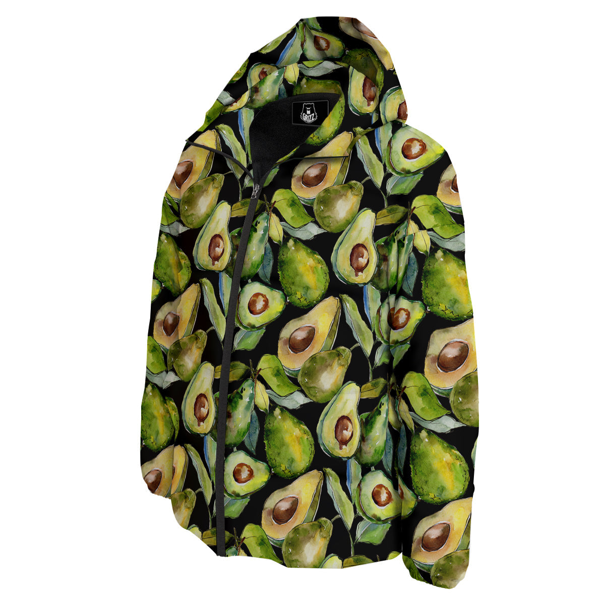 Avocado Watercolor Print Pattern Down Jacket-grizzshop