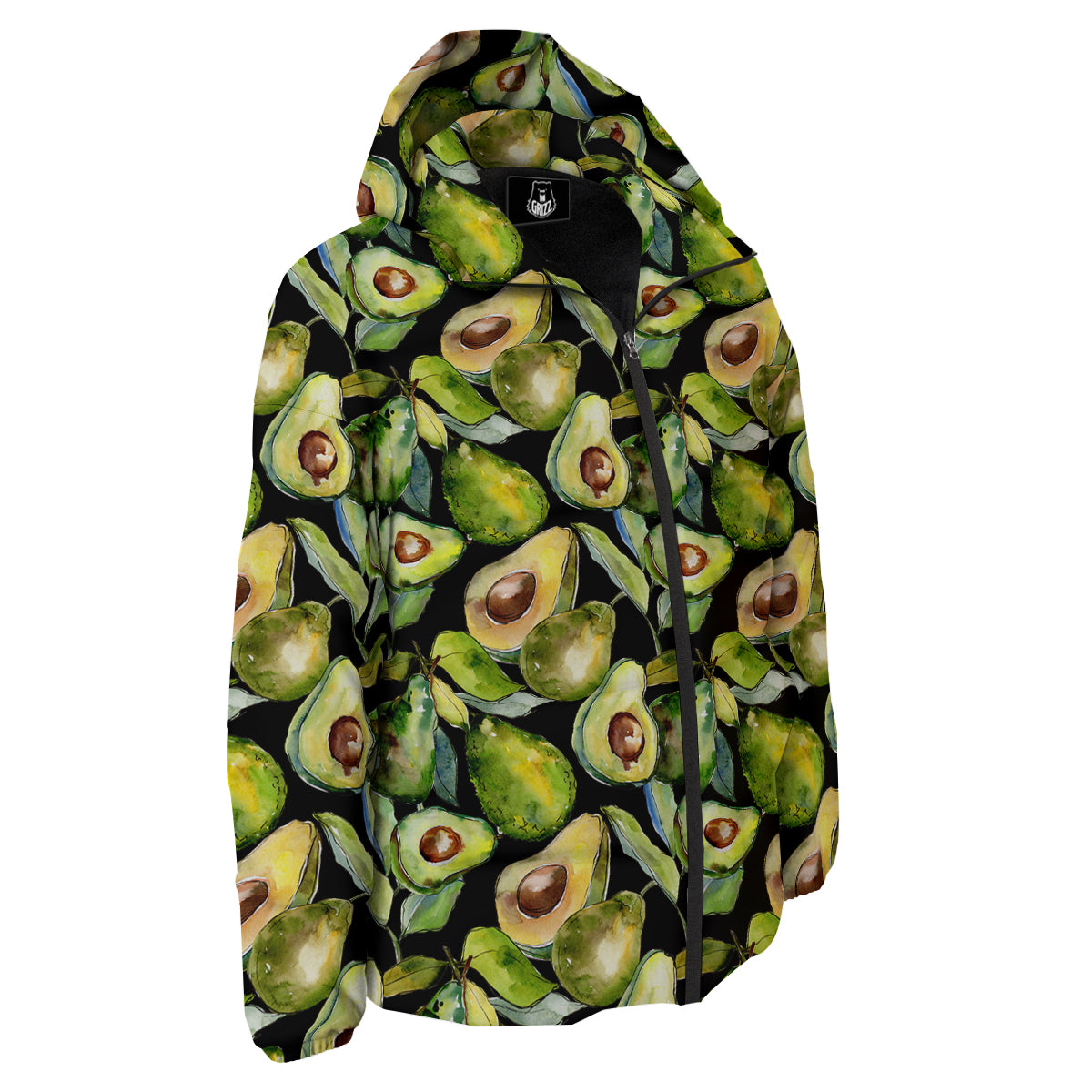 Avocado Watercolor Print Pattern Down Jacket-grizzshop