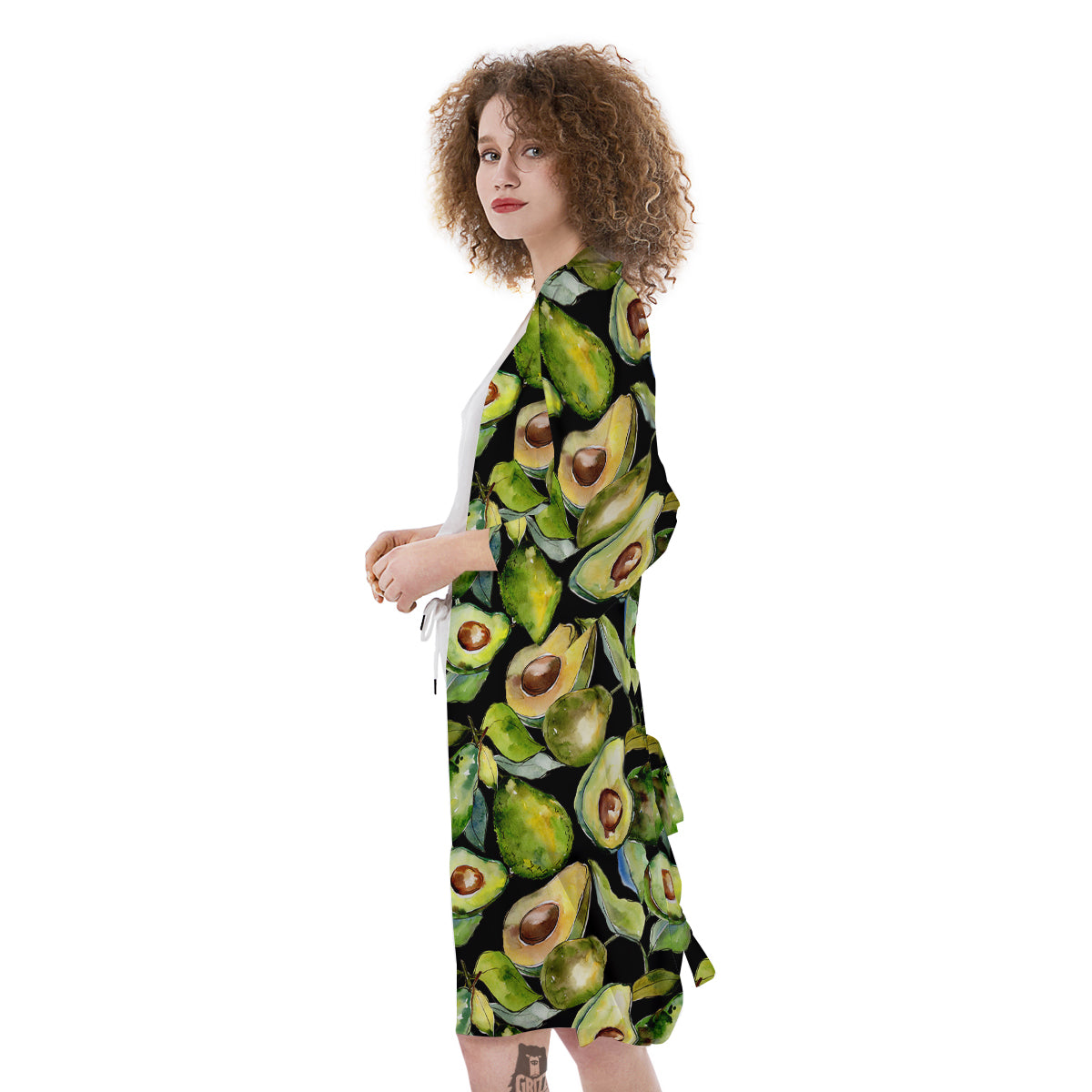 Avocado Watercolor Print Pattern Kimono-grizzshop