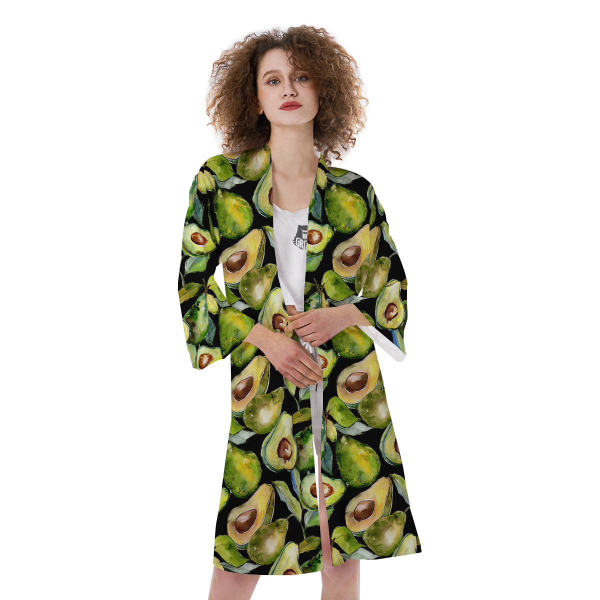 Avocado Watercolor Print Pattern Kimono-grizzshop