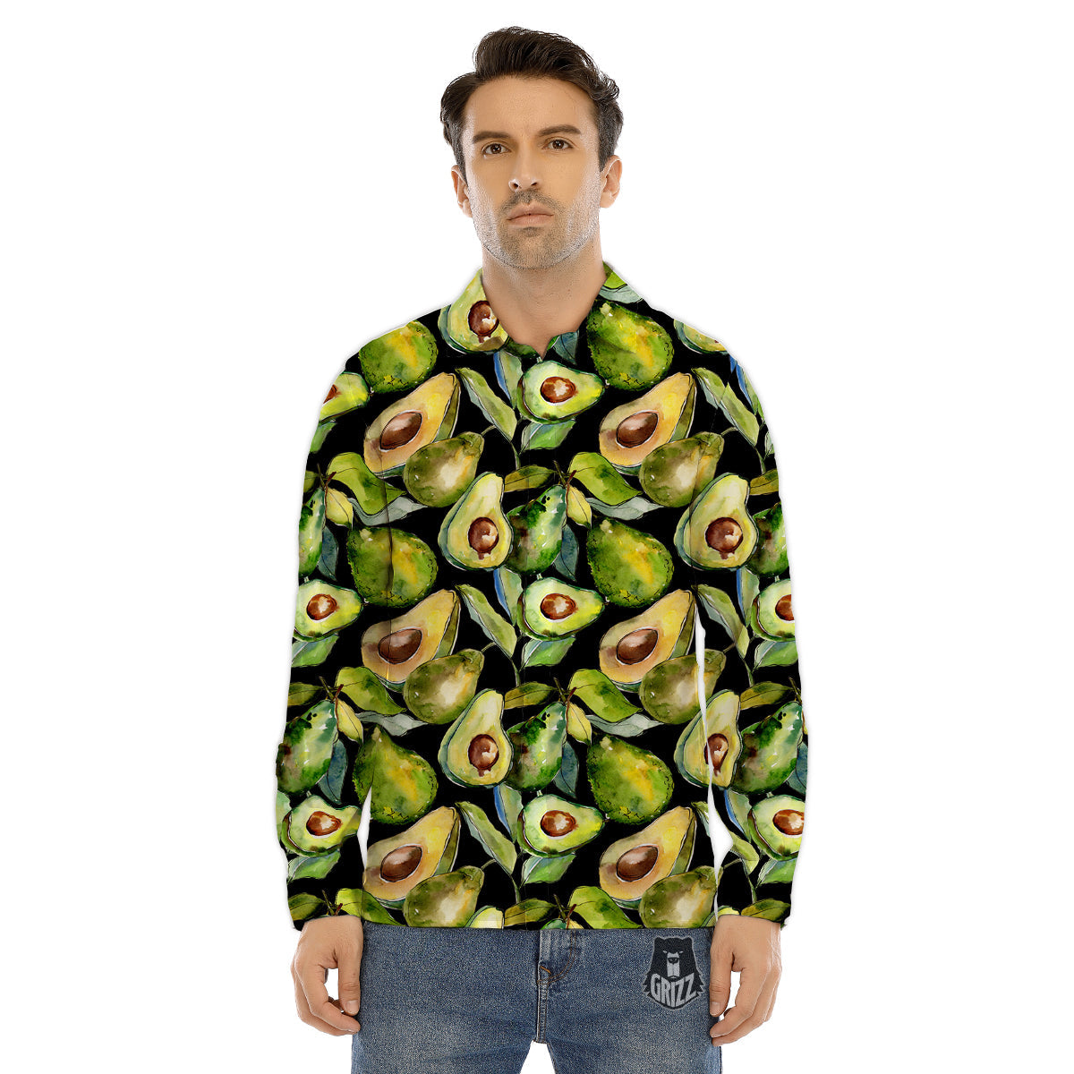 Avocado Watercolor Print Pattern Men's Dress Shirts-grizzshop