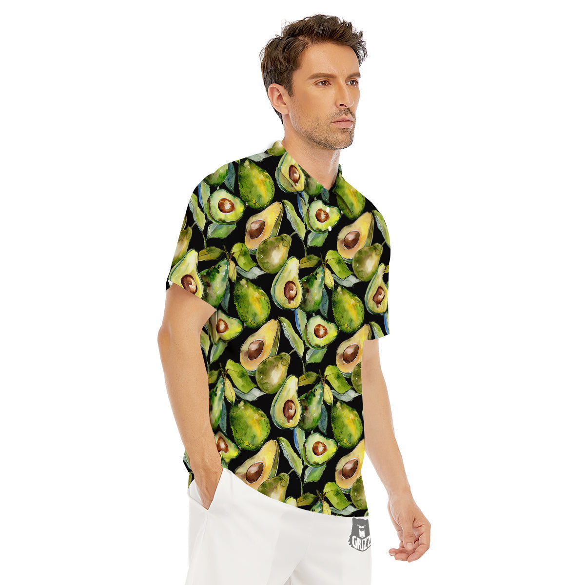 Avocado Watercolor Print Pattern Men's Golf Shirts-grizzshop
