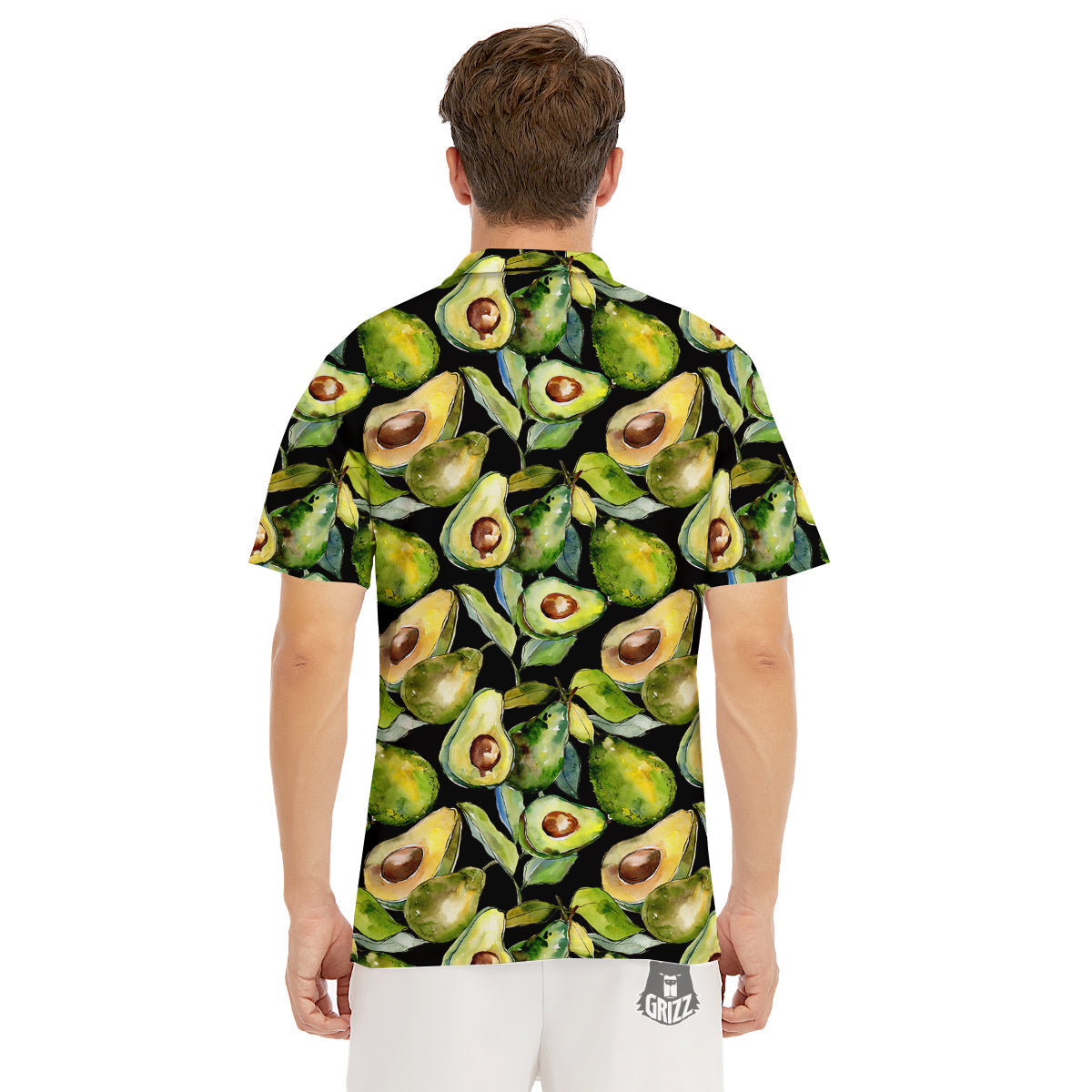 Avocado Watercolor Print Pattern Men's Golf Shirts-grizzshop
