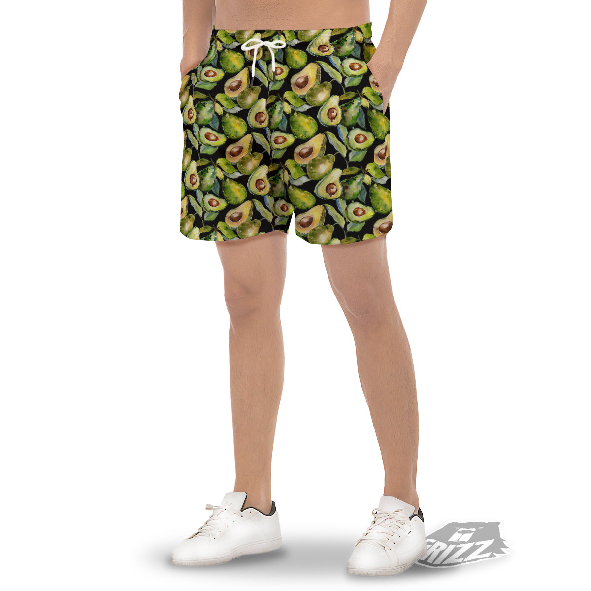 Avocado Watercolor Print Pattern Men's Gym Shorts-grizzshop