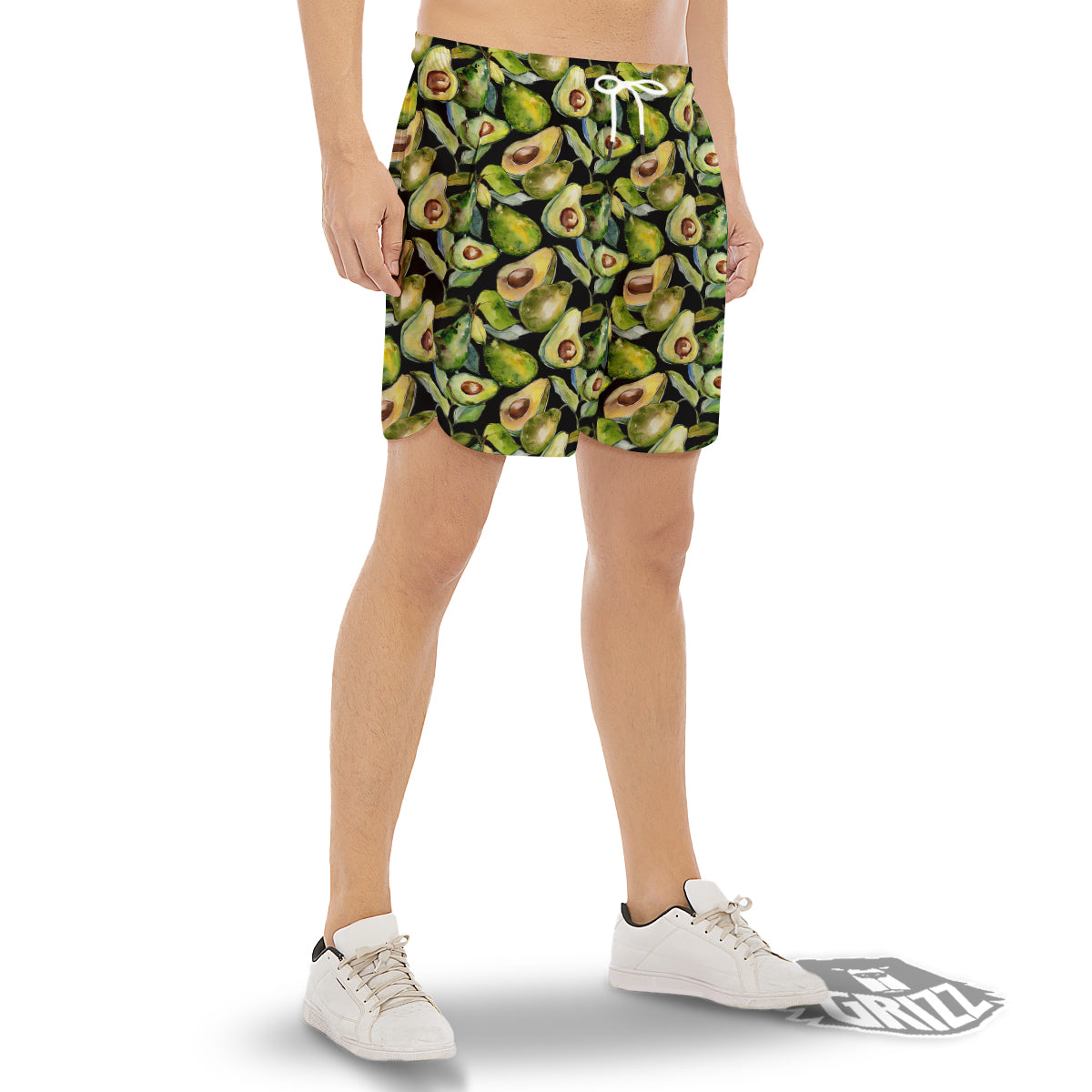 Avocado Watercolor Print Pattern Men's Gym Shorts-grizzshop
