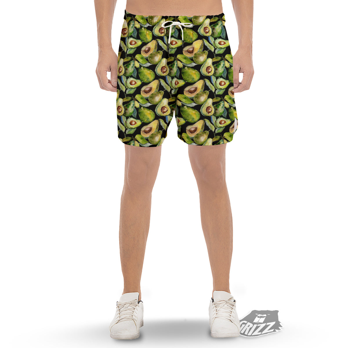 Avocado Watercolor Print Pattern Men's Gym Shorts-grizzshop