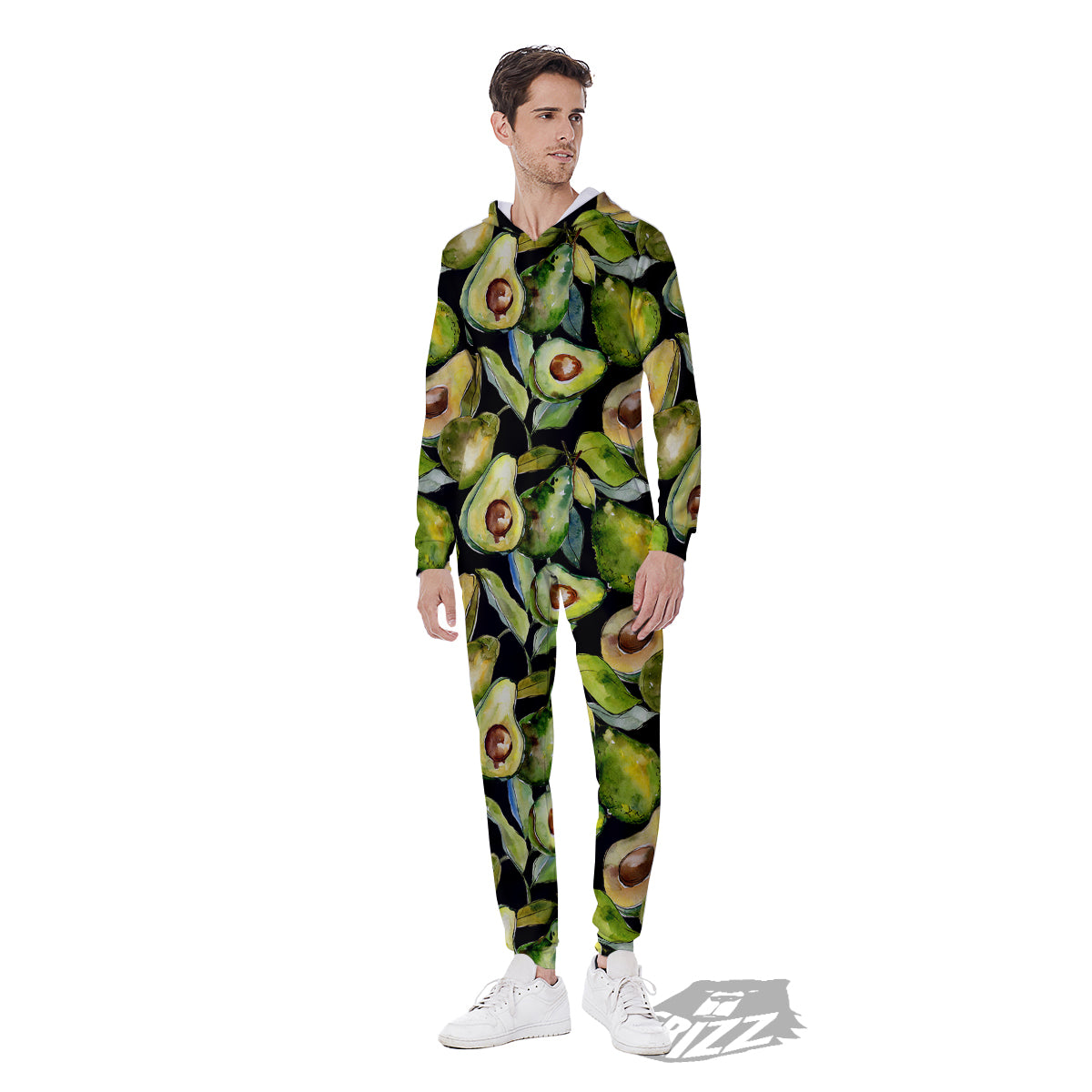 Avocado Watercolor Print Pattern Men's Jumpsuit-grizzshop