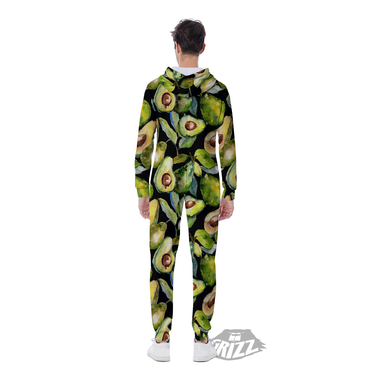Avocado Watercolor Print Pattern Men's Jumpsuit-grizzshop