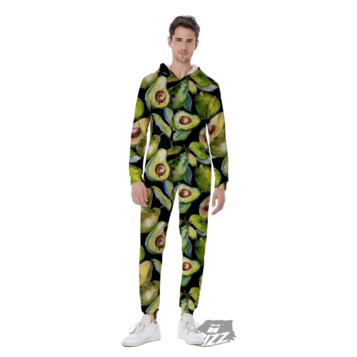 Avocado Watercolor Print Pattern Men's Jumpsuit-grizzshop
